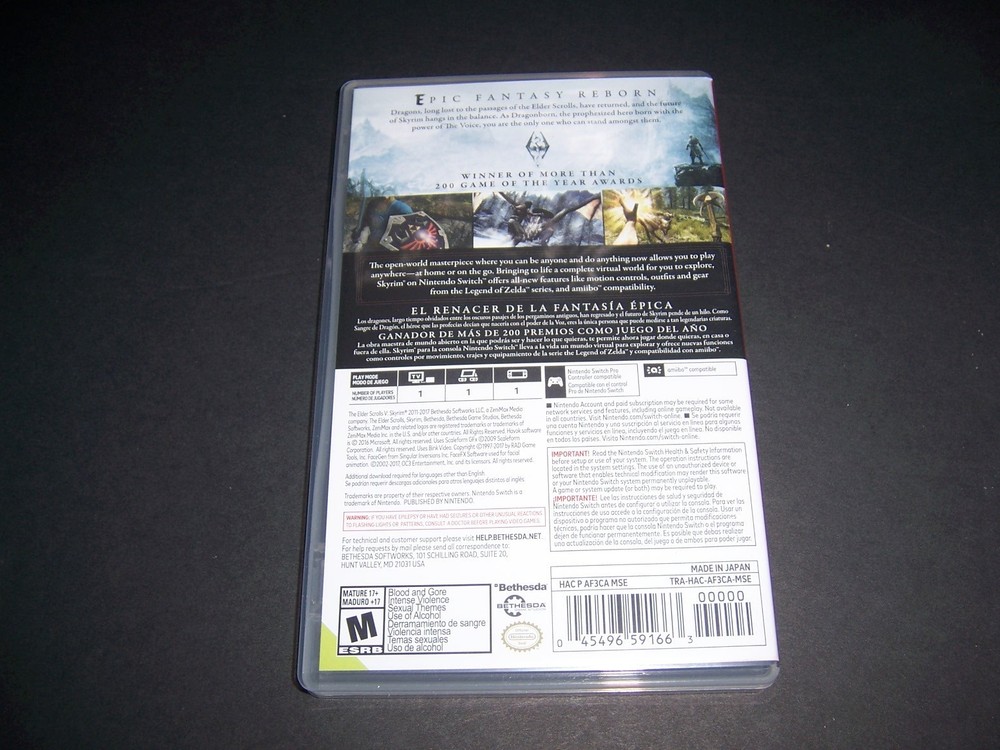 Authentic UAE Case/Artwork for Elder Scrolls V Skyrim Nintendo Switch Box READ