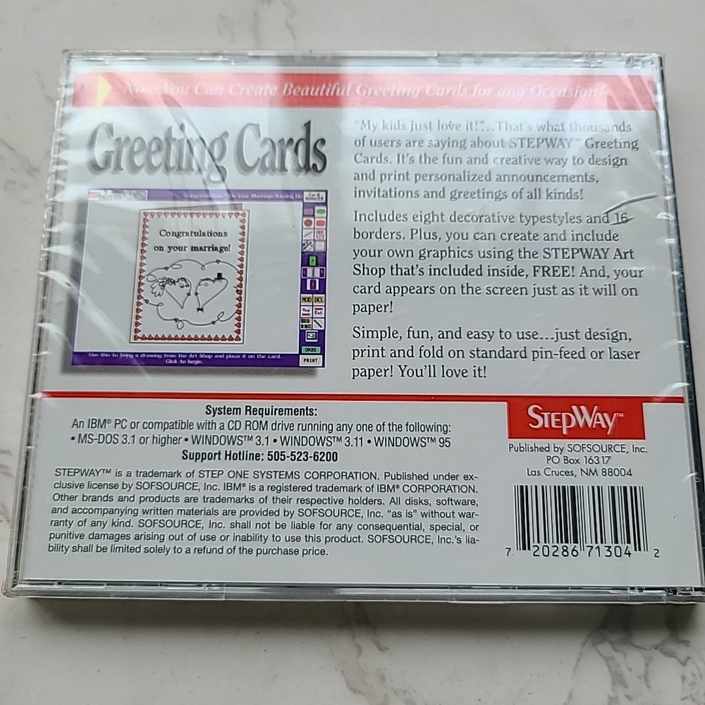 StepWay NEW Greeting Cards Software CD-ROM For PC or Windows Computer CD IBM