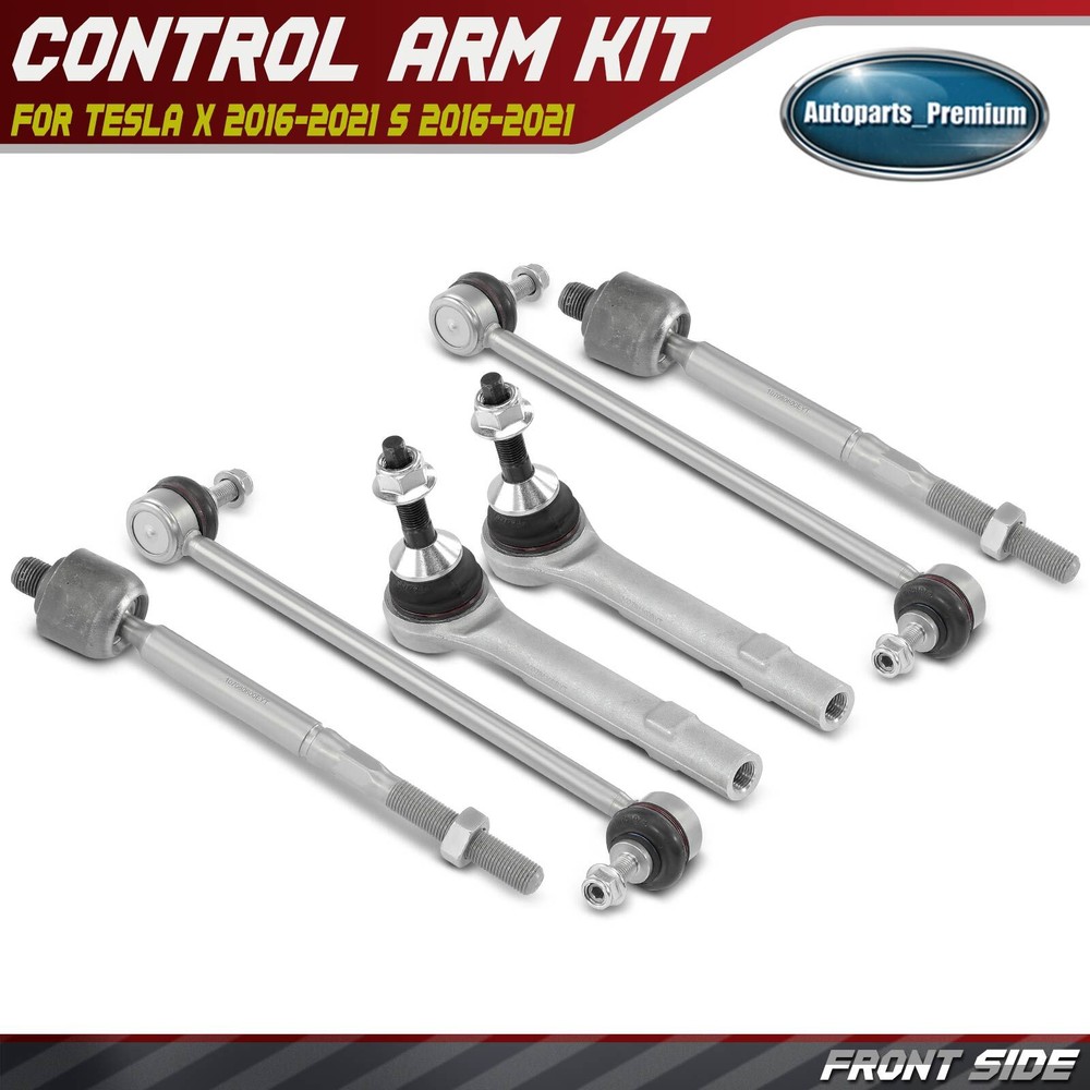 6x Front Side Stabilizer Sway Bar Link & Tie Rod End for Tesla Model X 2017-2021