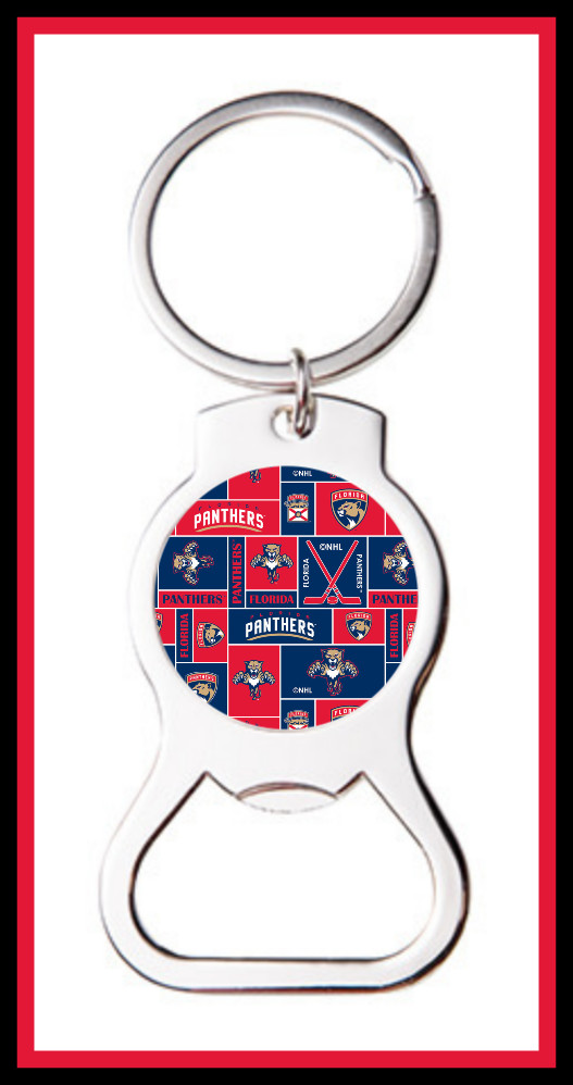 FLORIDA PANTHERS CUSTOM BOTTLE OPENER KEYCHAIN KEY RING - STOCKING STUFFER GIFT