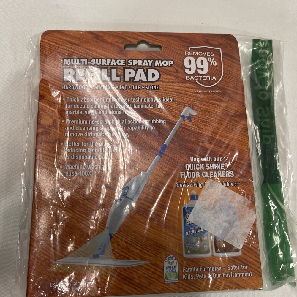 Quick Shine Spray Mop Refill Reusable Microfiber Pad 15” X 5.5”