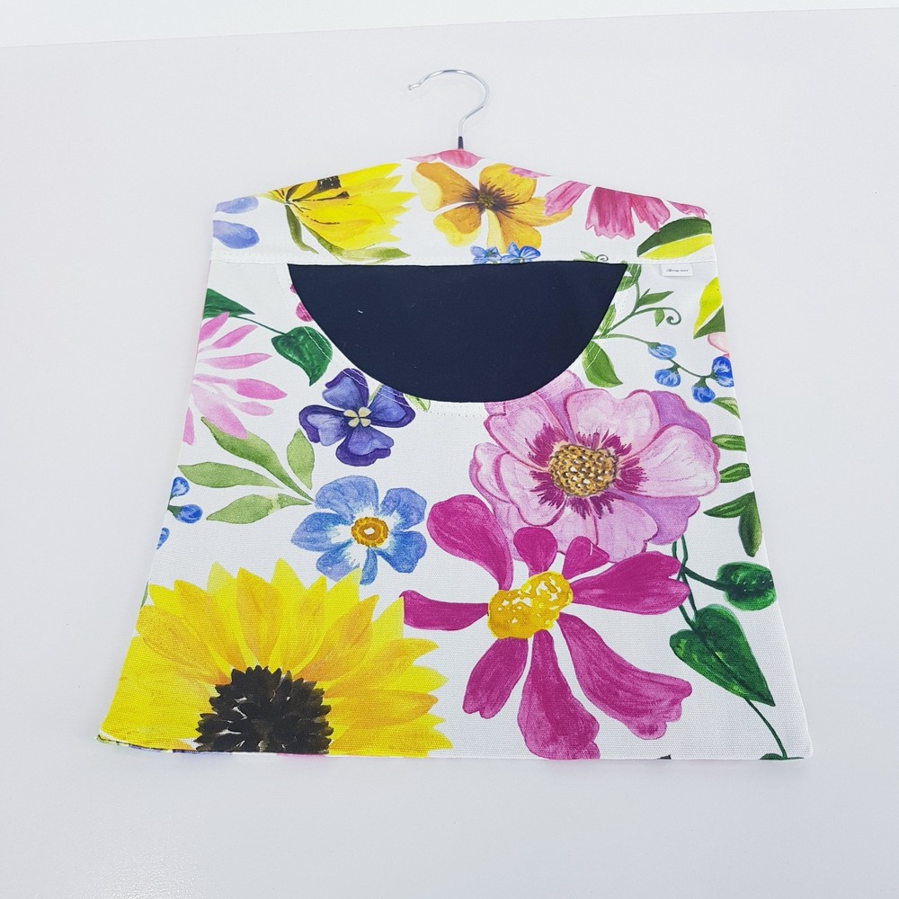 Peg Bag Handmade White Bright Floral Pattern Lined Laundry Clothes Peg Holder