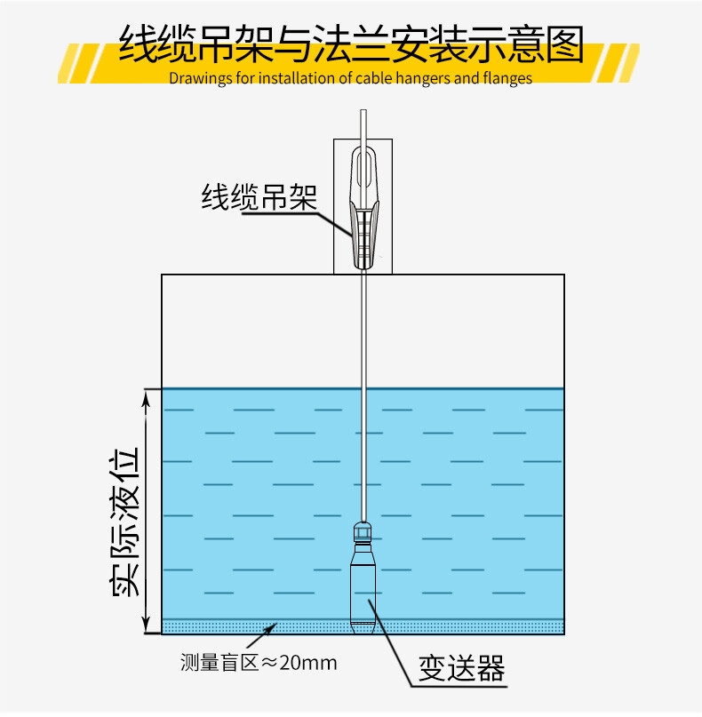 DC24V 4-20mA Throw-In Liquid Level Sensor Water Level Transmitter Range 0 - 5m