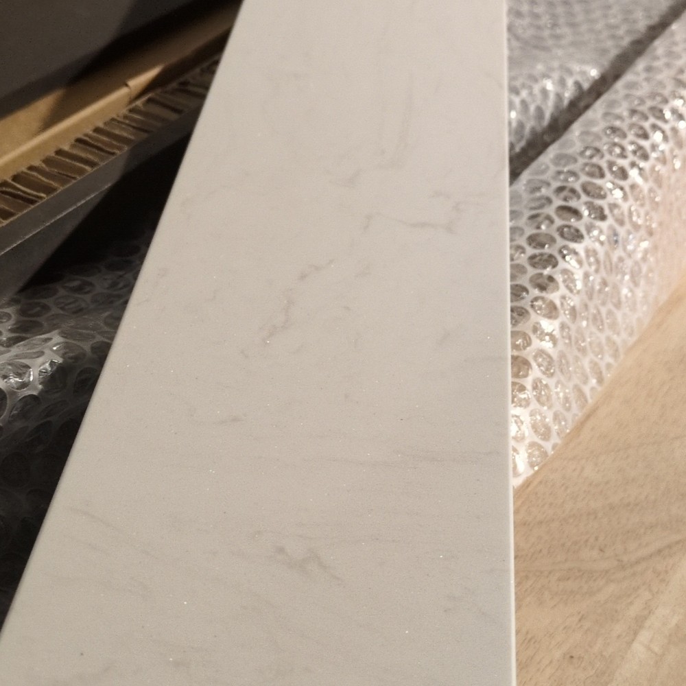 Elegant Lighting Calacatta White Engineered Marble Bathroom Backsplash 35.25"
