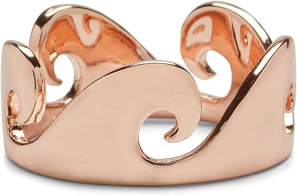 Pura Vida Rose Gold or Silver-Plated Thick Wave Band Stackable Ring