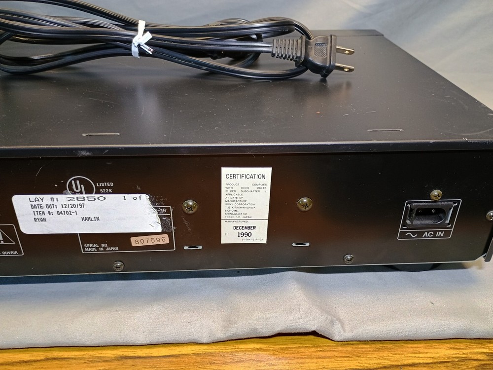 Sony cdp-19 1990 vintage cd compact disk player