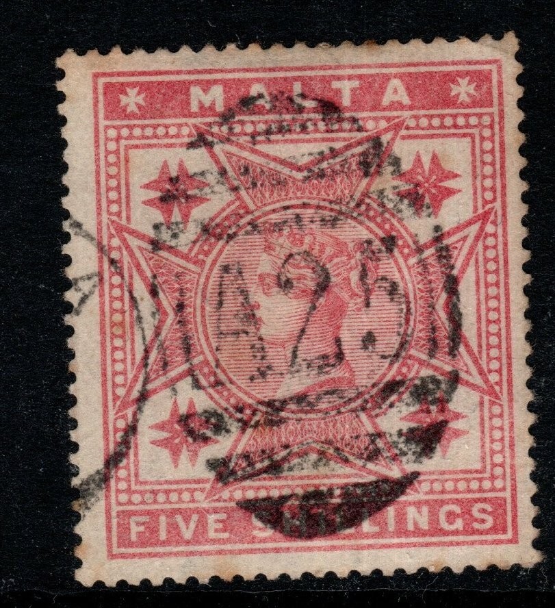MALTA SG30 1886 5/= ROSE USED