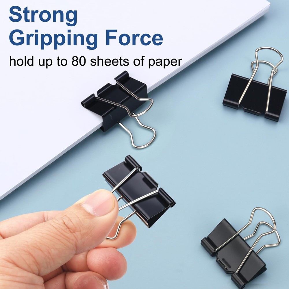 Medium Binder Clips 1.25 Inch (48 Pack) with Container,Binder Clips Medium Si...