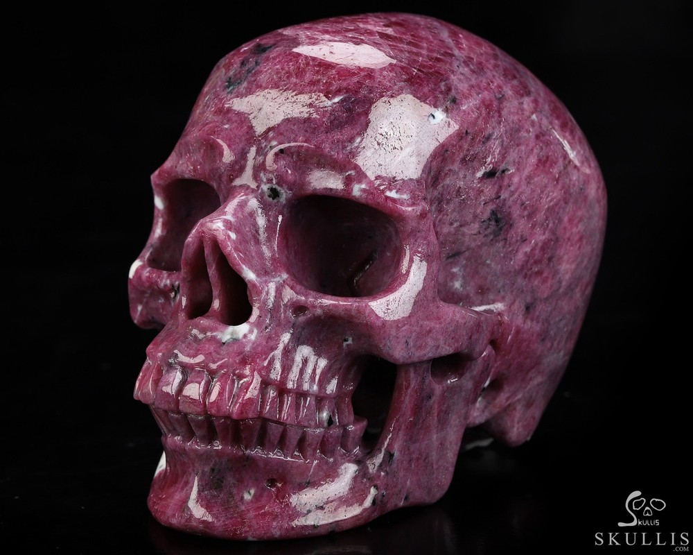 Gemstone 4.3" Ruby Hand Carved Crystal Skull, Super Realistic