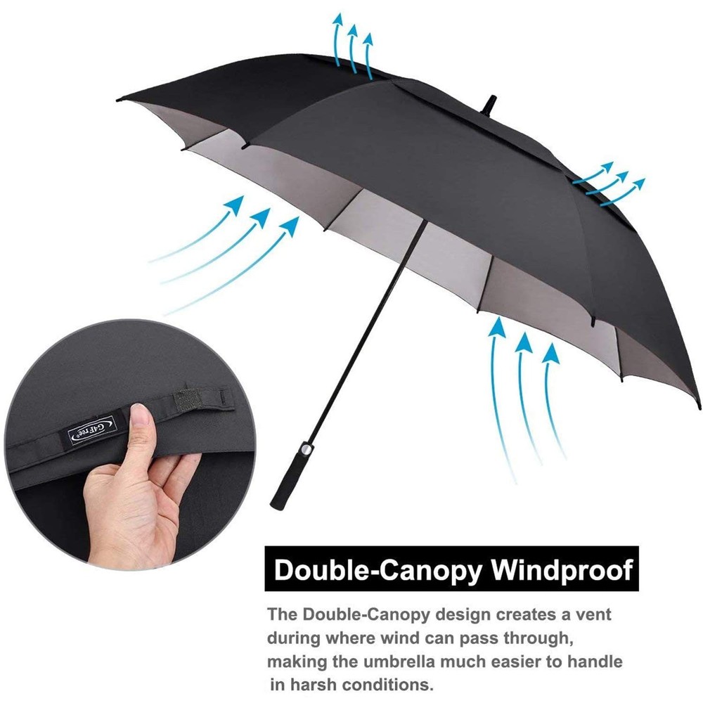 G4Free 62" Large Windproof Golf Umbrella Automatic Open Double Canopy UV Protect