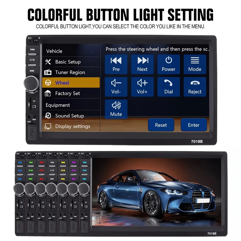 MP5 Car Player 2 Din 7 Inch Touch Screen Car Stereo Bluetooth + Backup Camera-