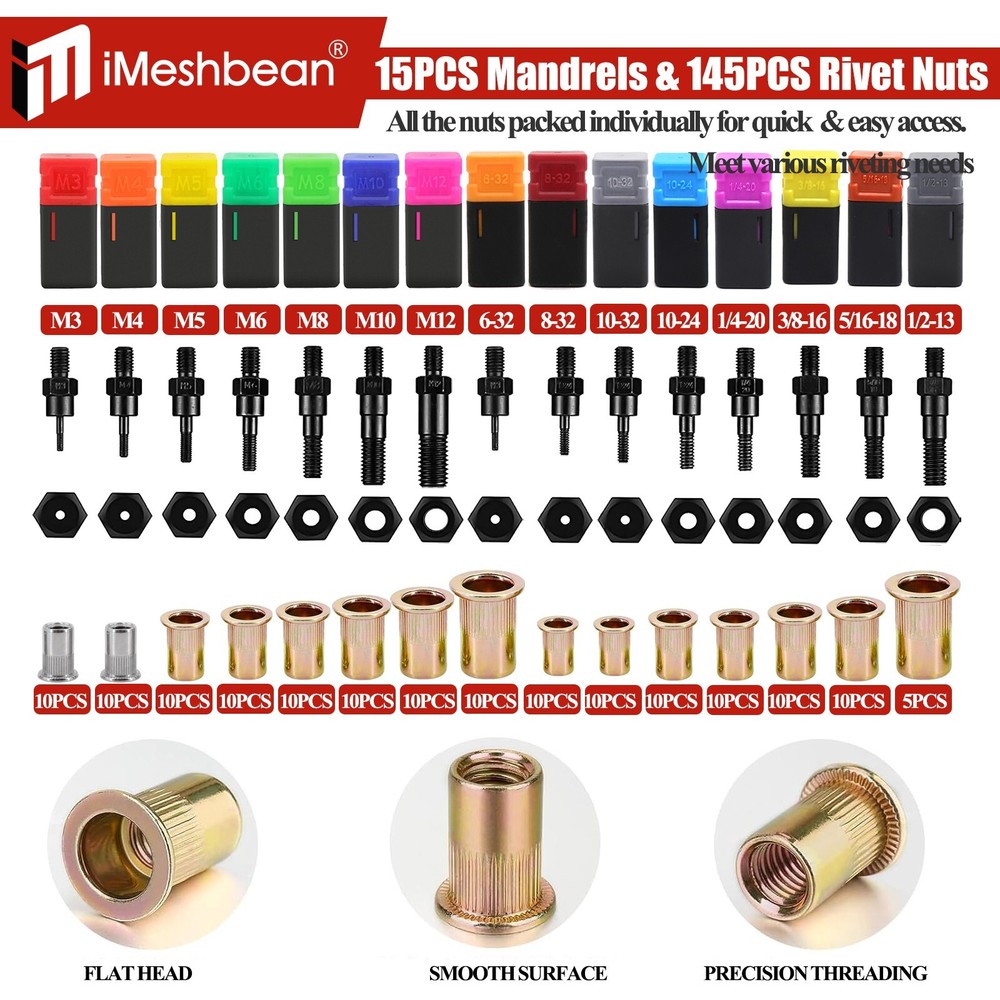 Rivet Gun Kit Rivnut Thread Setting Tool Nut Setter NutSert Metric SAE Riveting
