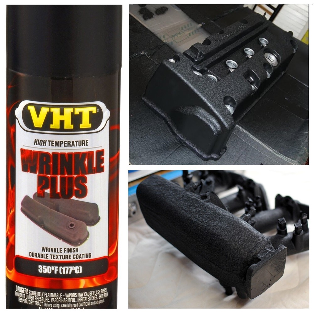 2PK Black Wrinkle Satin Paint Deep Rich Texture High Temp Engine Enamel Coating