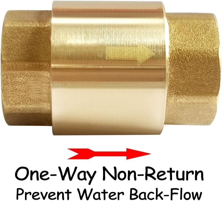 3/4" NPT Inline Check Valve Brass Spring Loaded 200 psi