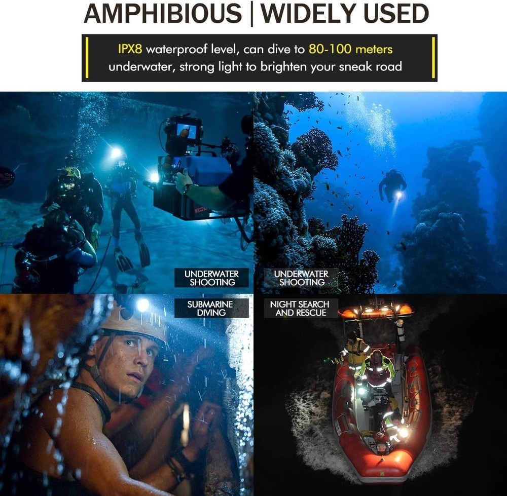 5-Mode 2000 Lumen Underwater Diving Light - Rechargeable and Durable Flashlight
