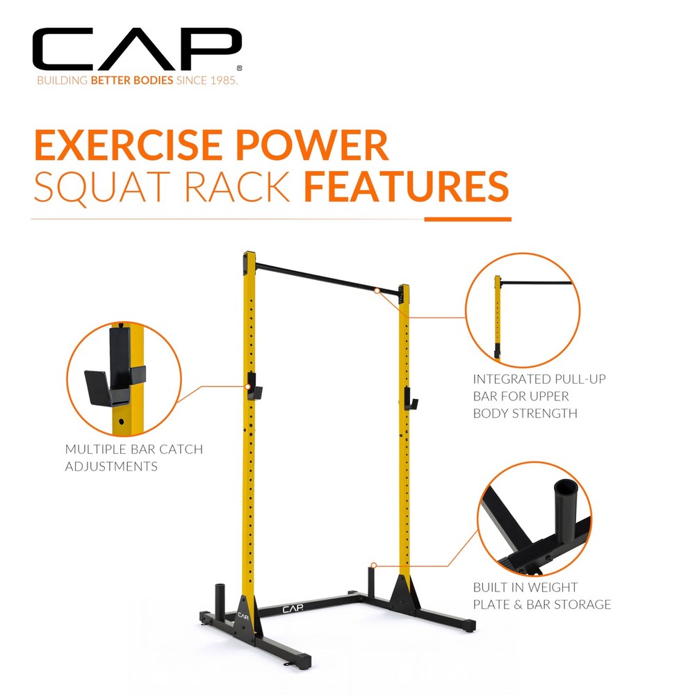 CAP Barbell Power Rack w/ Pull Up Bar & Attachments - Squat & Strength Training