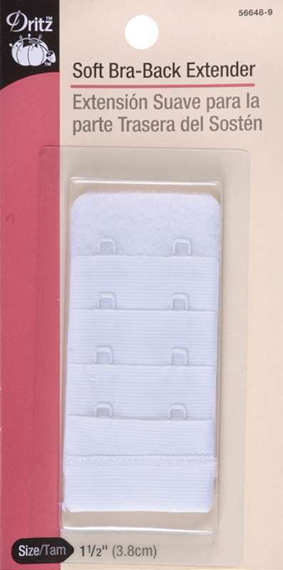 Bra Back Extender 1-1/2" Wide White 2 Hooks