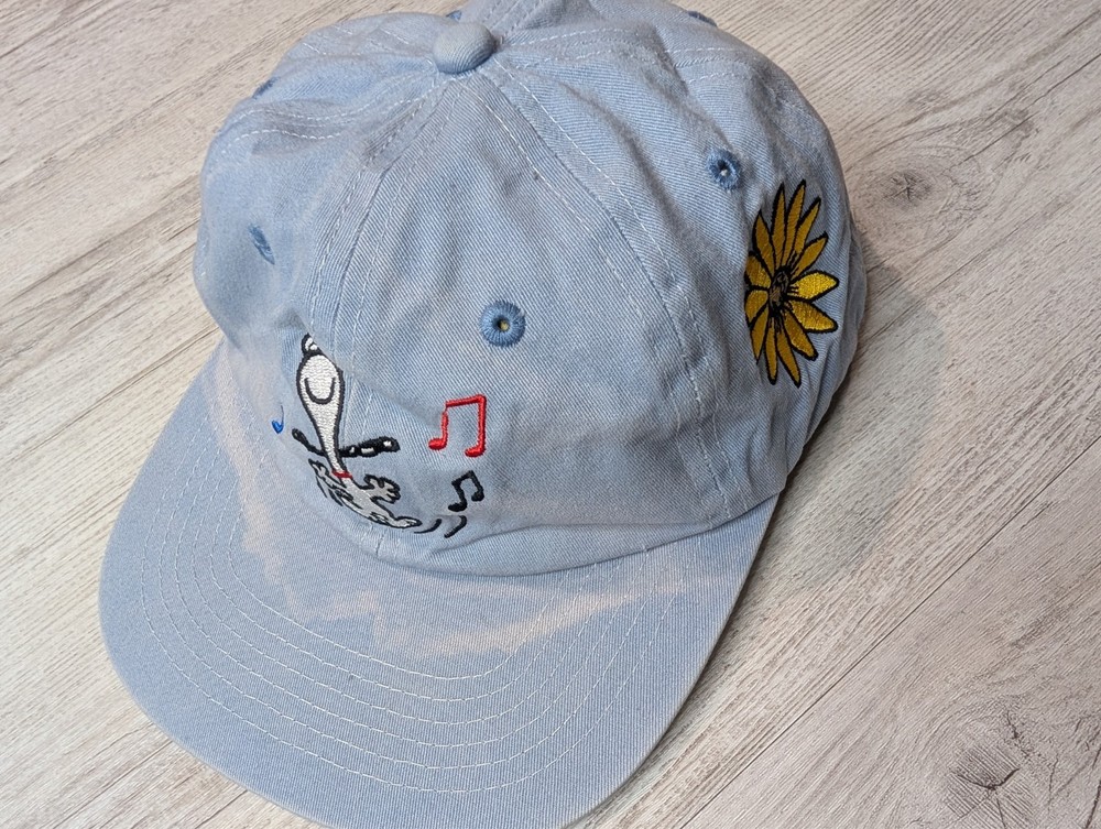 Butter Snoopy Peanuts Baseball Cap Light Blue Embroidered Graphics Adjustable