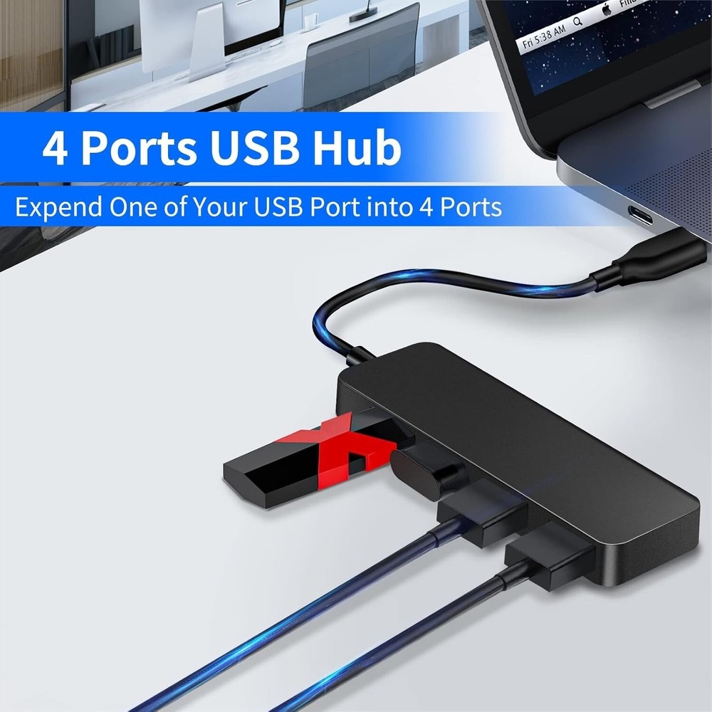 USB Hub,USB Splitter,USB 4-Port Extender Multiport USB Adapter