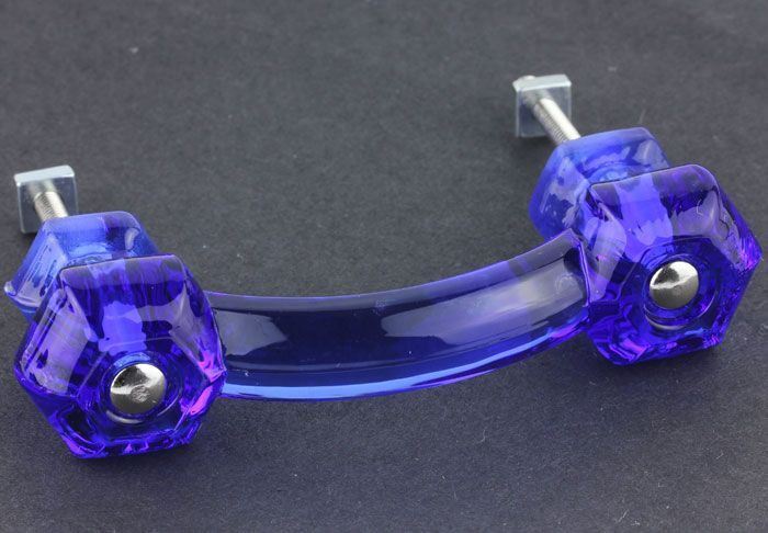 3" Antique Glass Pull Cobalt Blue