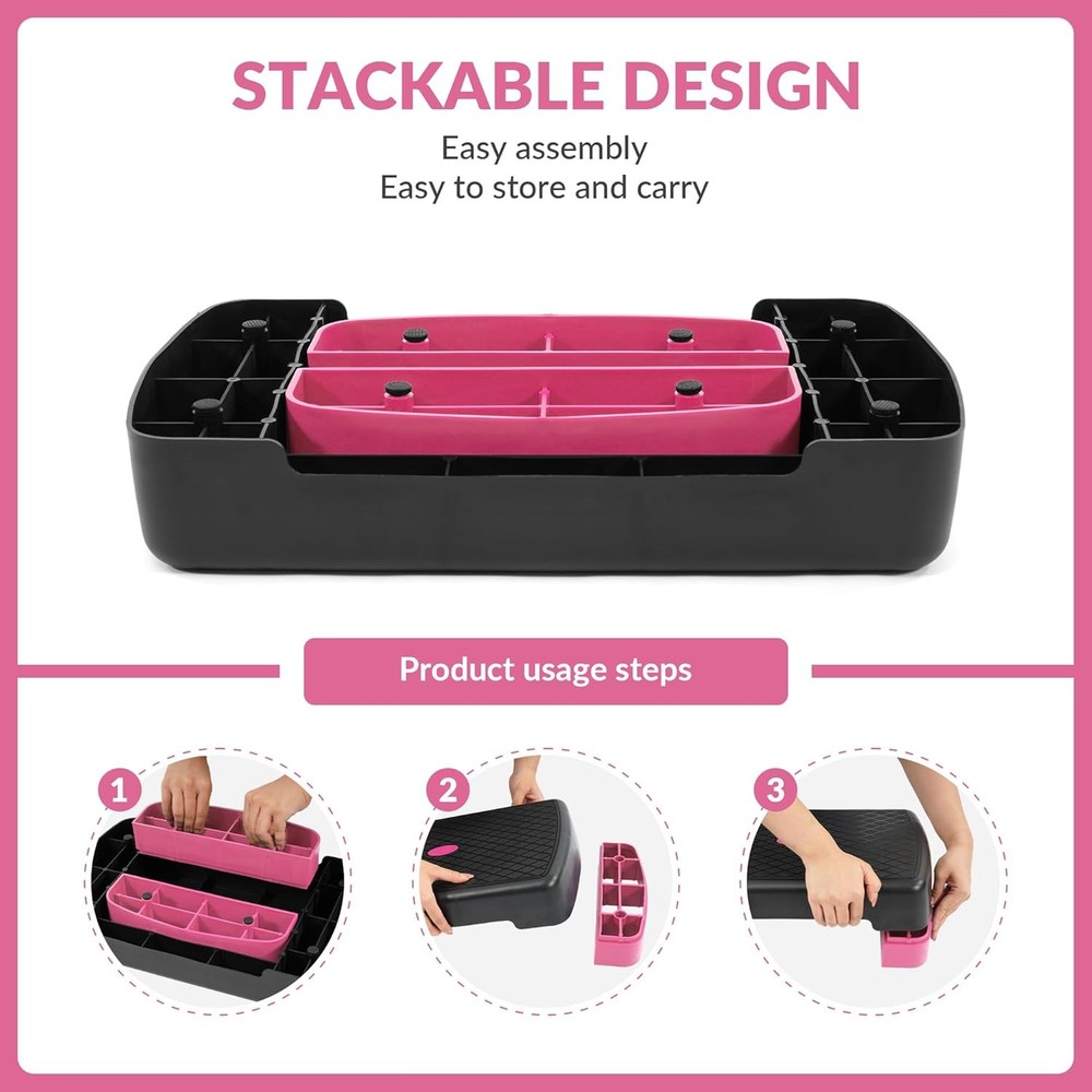 Fitvids 18" Aerobic Step Platform, Workout Stepper with Adjustable 2 Stackable R