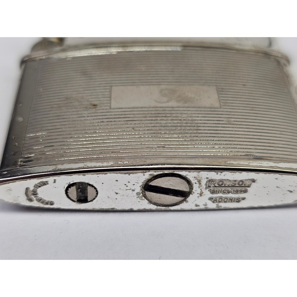 Ronson Lighter Set Adonis Varaflame Vintage Silver Chrome Fair Condition 2pc