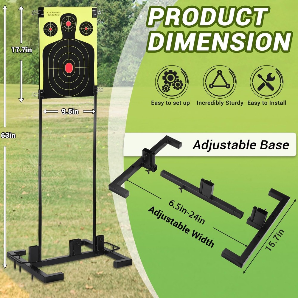 Shooting Target Stand Set, Adjustable with 10pcs Black