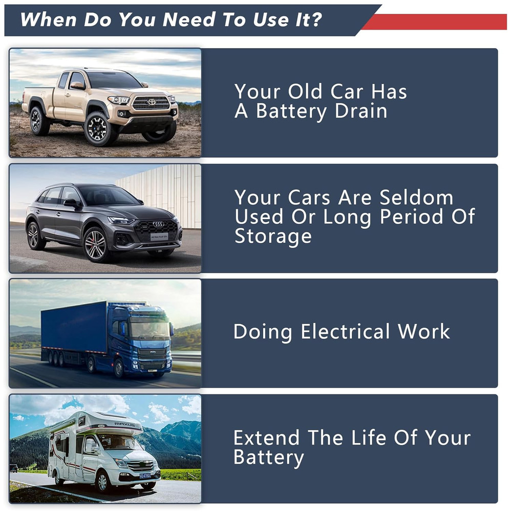 2Pcs Side Post Battery Disconnect Switch, Battery Master Switch Isolator for Pow