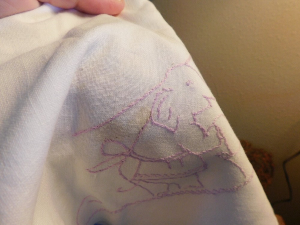 Elephant Hand Embroidered Linen Kitchen Towel
