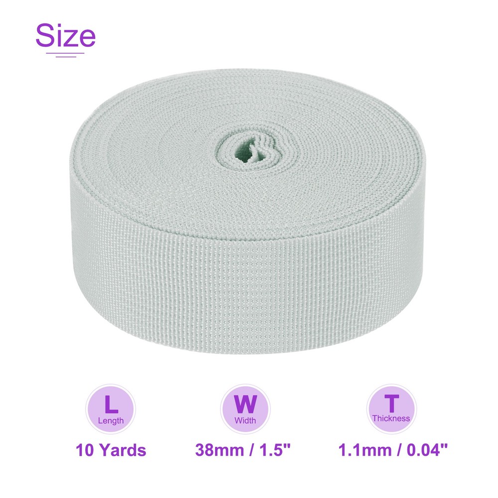 10Yardx1 1/2" Width Nylon Webbing Strap Poly Flat Webbing Strapping Silver Tone