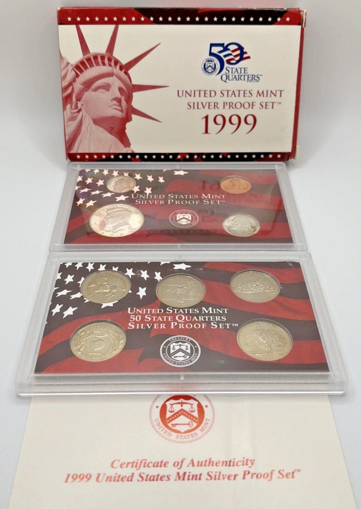 1999 Silver Proof Set U.S. Mint Original Government Packaging COA.+1 gr silver