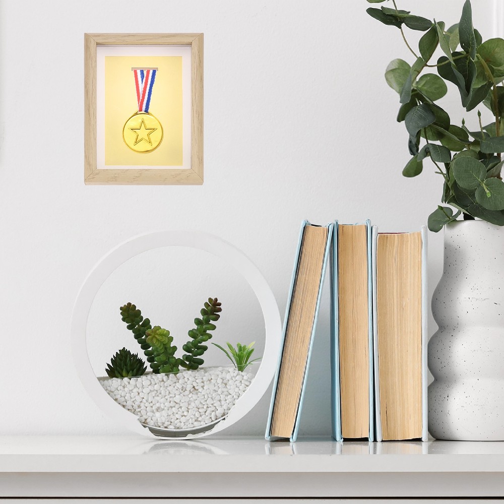 13x9\" vertical shadow frame with adhesive pins, walnut color