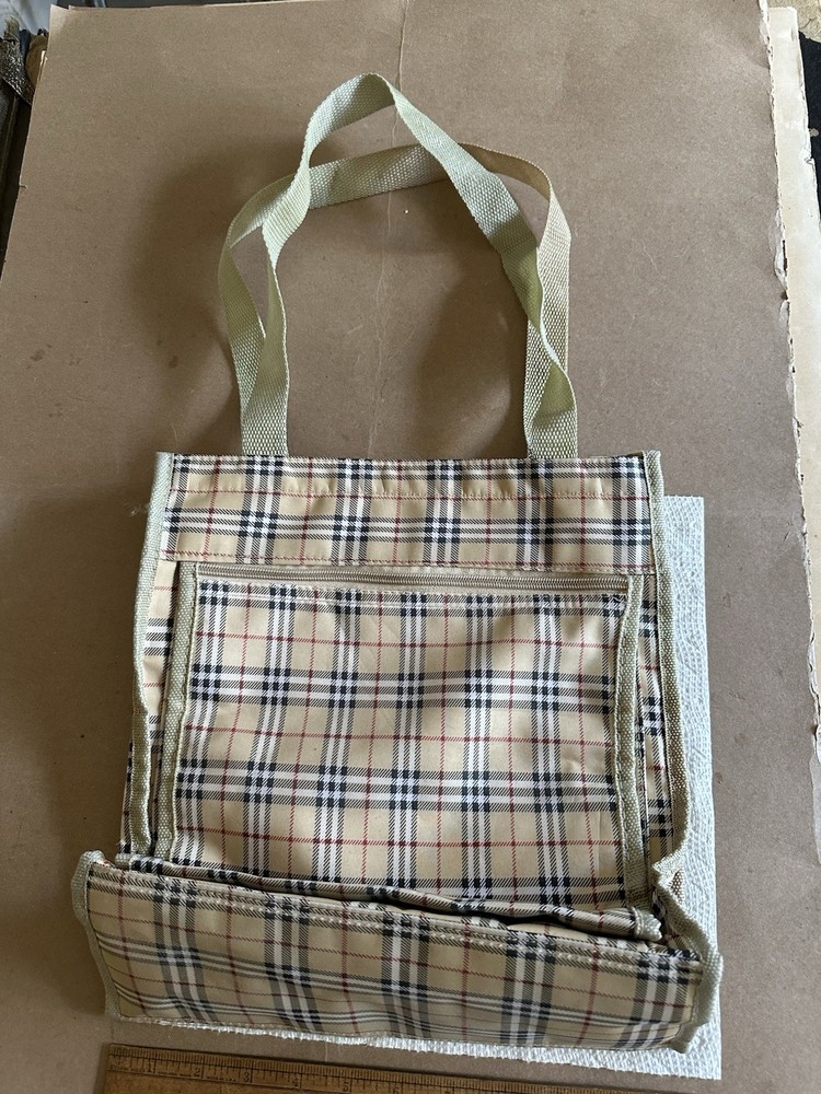 Vintage Tote Bag Designer House Check Pattern