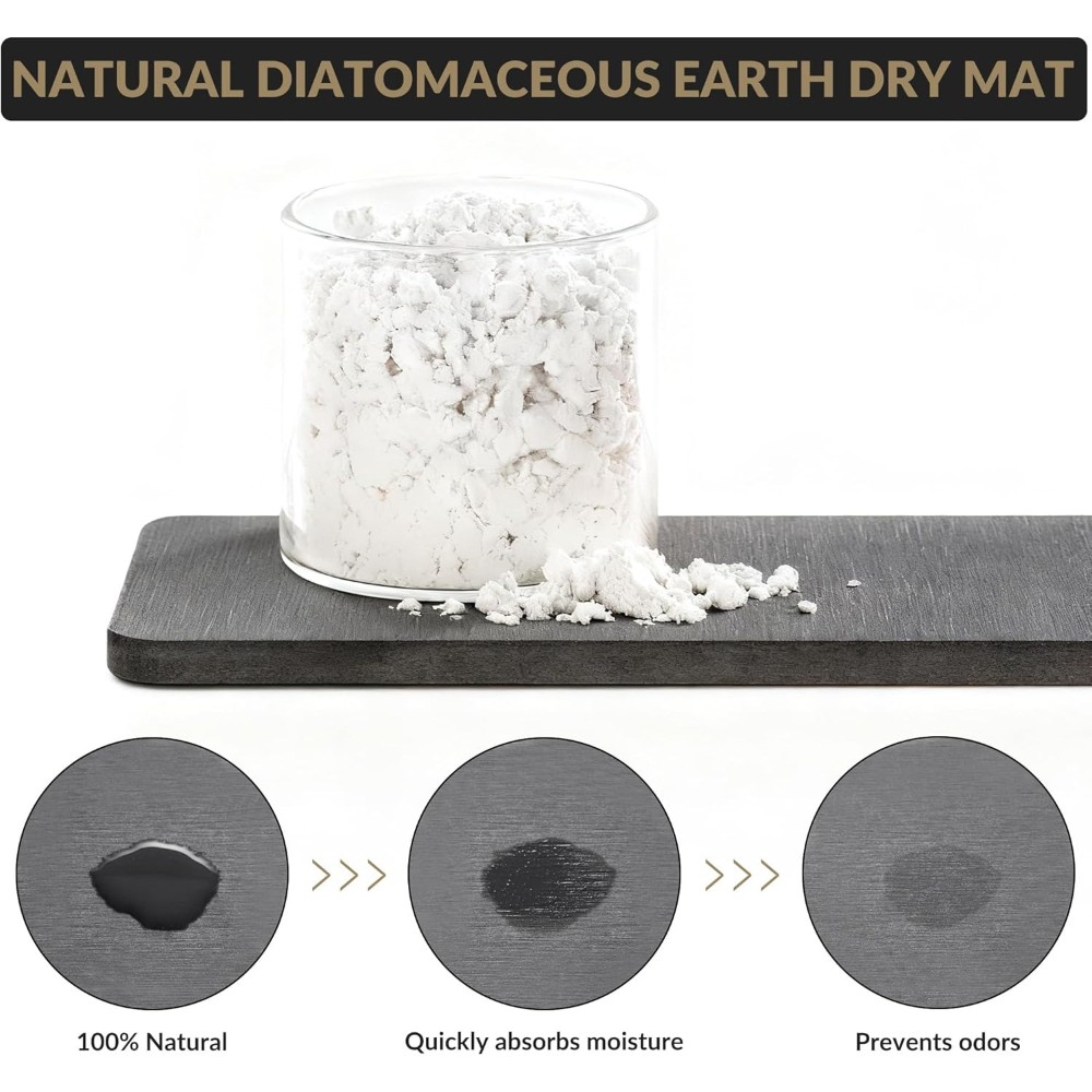 10" 6-Compartment Bamboo Holder & Diatomite Mat - Multi-Function Home Organizer