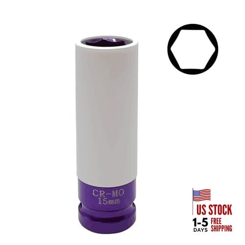 15mm 1/2" Drive Wheel Protector Impact Socket - Thin Wall Deep Socket for 15MM