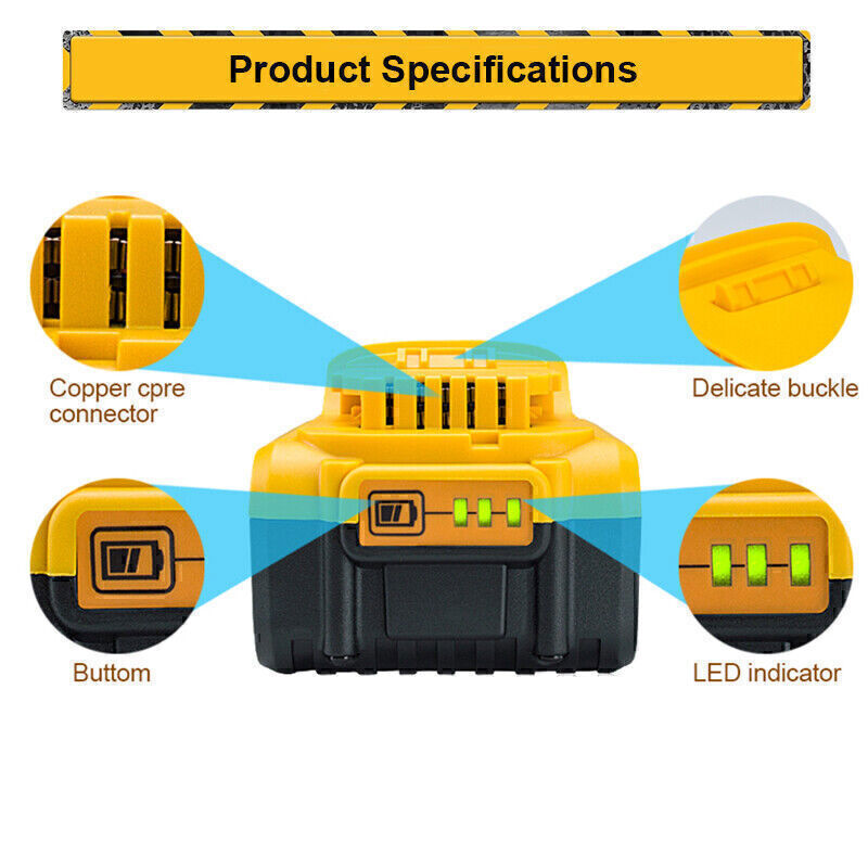 2psc 6.0Ah For DeWalt 20V Lithium-Ion Battery DCB206-2 Compact Replacement new