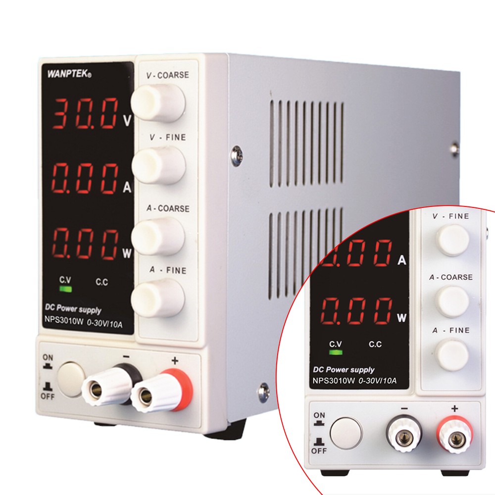 300W 0-10A Lab DC Power Supply Digital Variable Regulated Benchtop Power Source