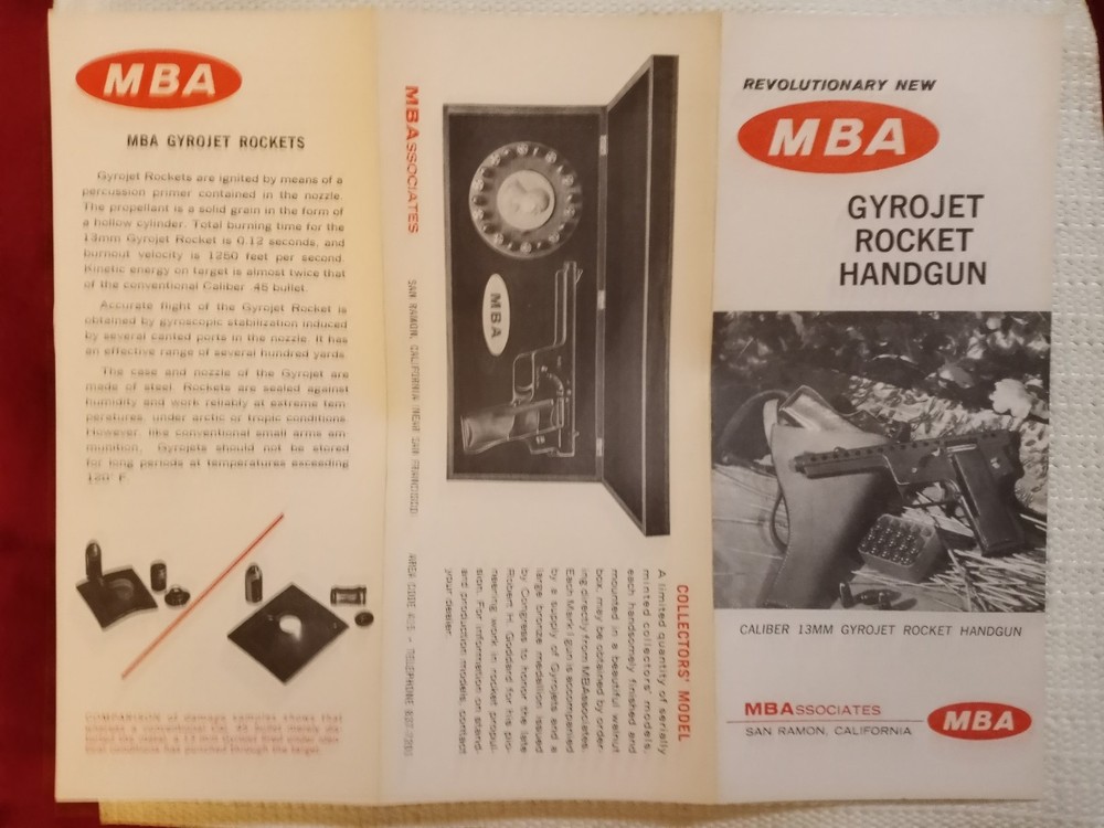 Gyrojet Rocket Handgun MBA Brochure