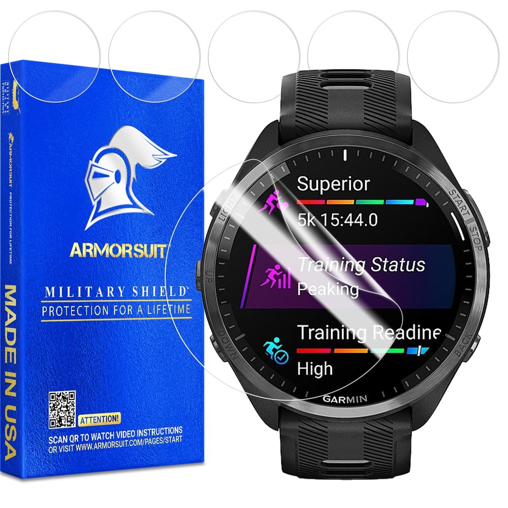 6 Pack for Garmin forerunner 965 (47mm) Screen Protector MilitaryShield HD Cl...