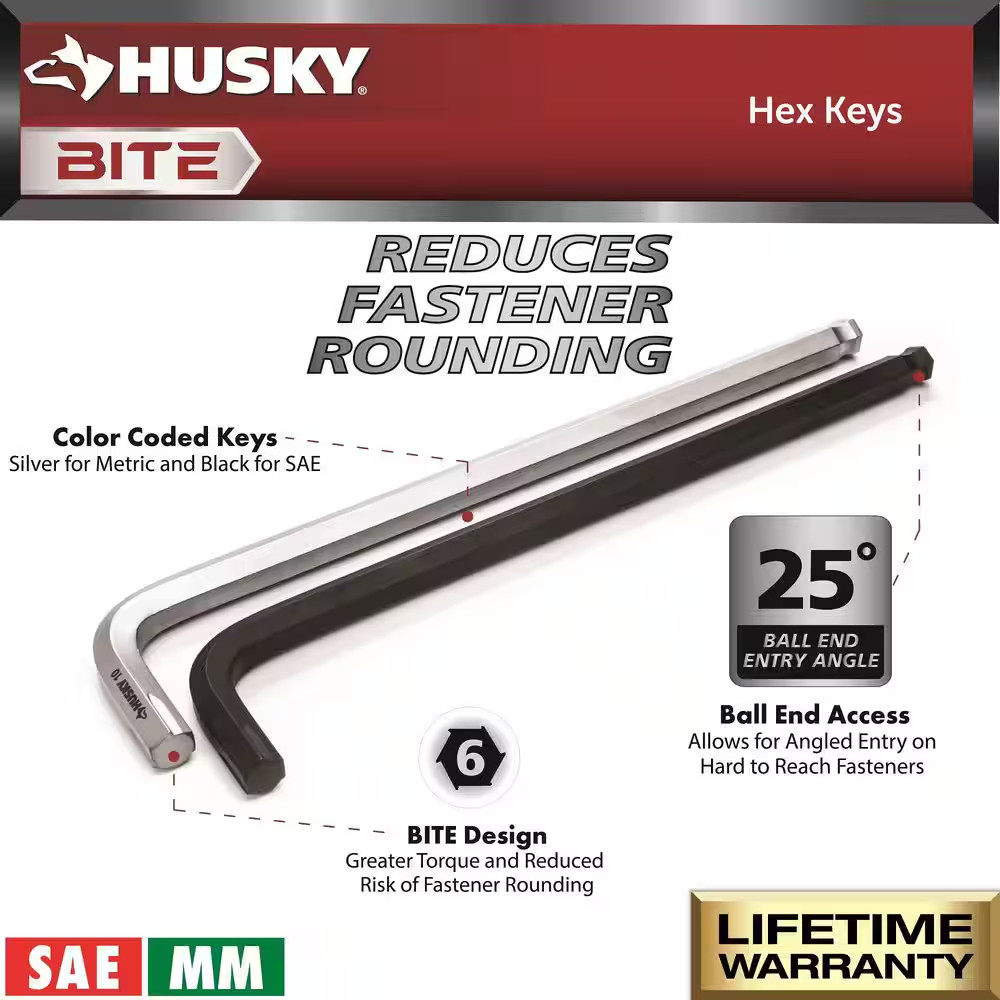 BITE Sae/Metric Non-Slip Hex Key Set (18-Piece)