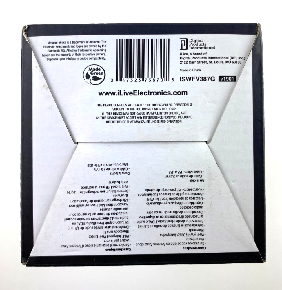 iLive Electronics-GREY Wireless Speaker With Alexa™ has rechargeable battery