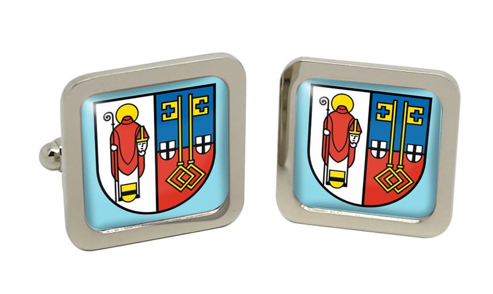 Krefeld (Germany) Square Cufflink in Chrome Box