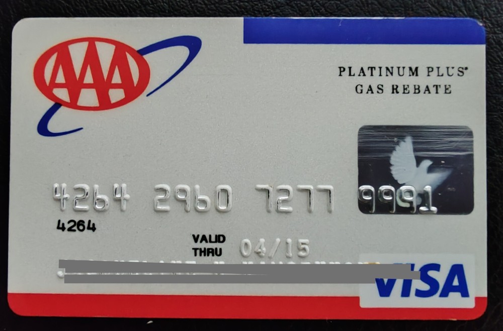 AAA PLATINUM PLUS GAS REBATE credit card VISA 2015