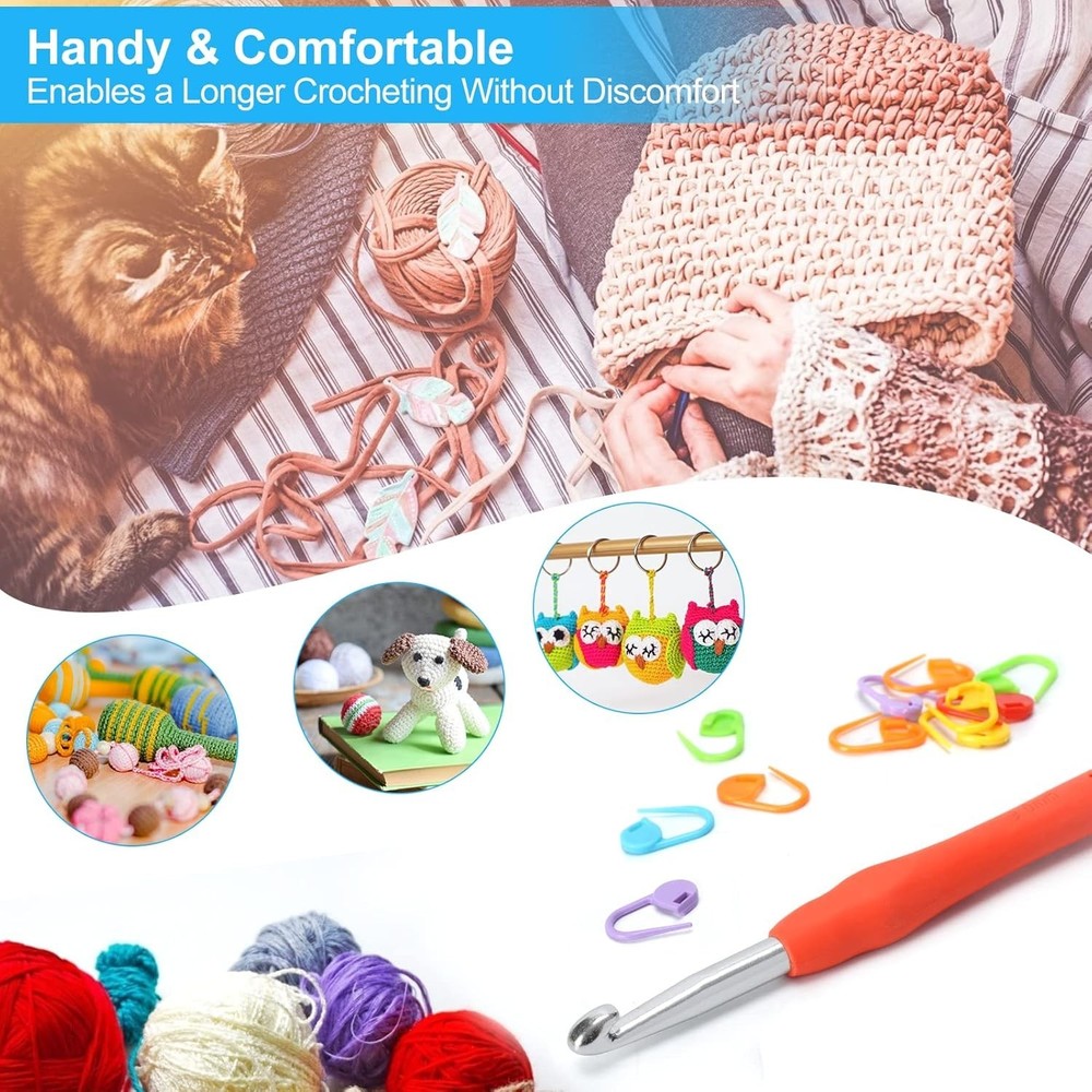Professional Extra Long 9mm Crochet Hooks, Ergonomic Handle Set for Beginners...