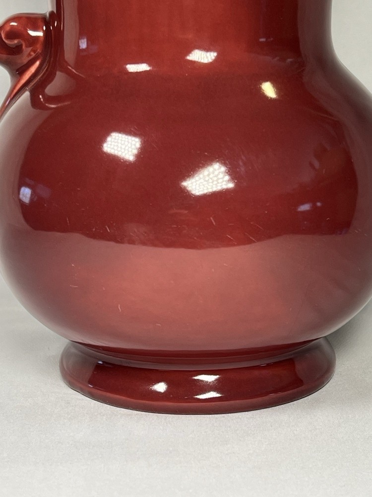 Vintage Large Pacific Pottery Art Ware Pitcher 10.5” Deep Red