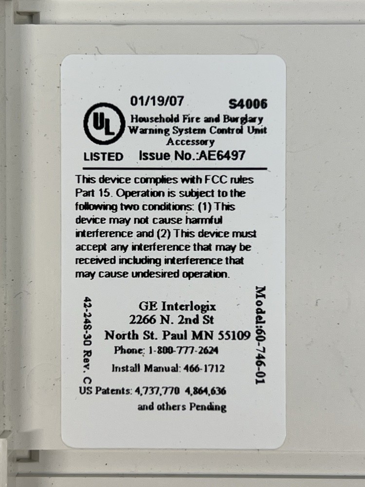 GE SuperBus 2000 LCD Alphanumeric Touchpad Keypad