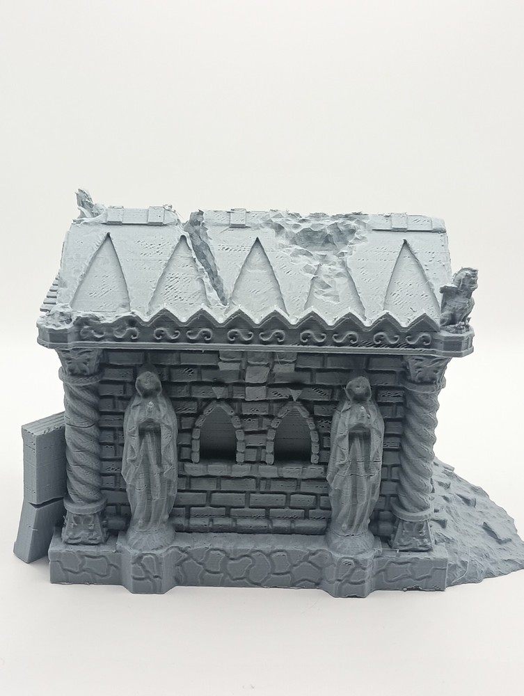 3D Printed Ruined Mausoleum (28mm-32mm Scale)