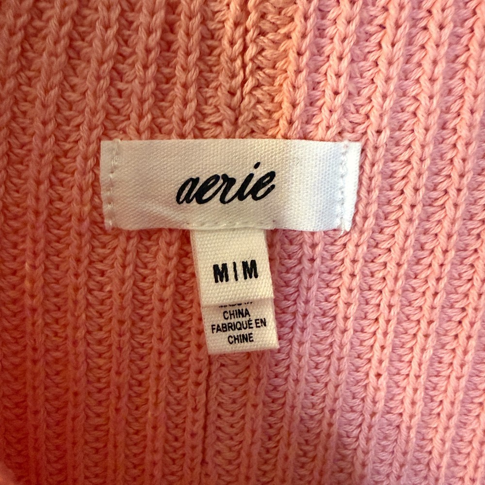Aerie Women's Beyond Quarter Zip Oversized Pullover Knit Sweater Pink Size M