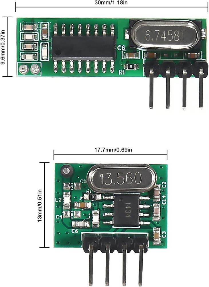 DIY 5pcs 433MHz Wireless RF Transmitter and Receiver Kit - Compact Metal Design
