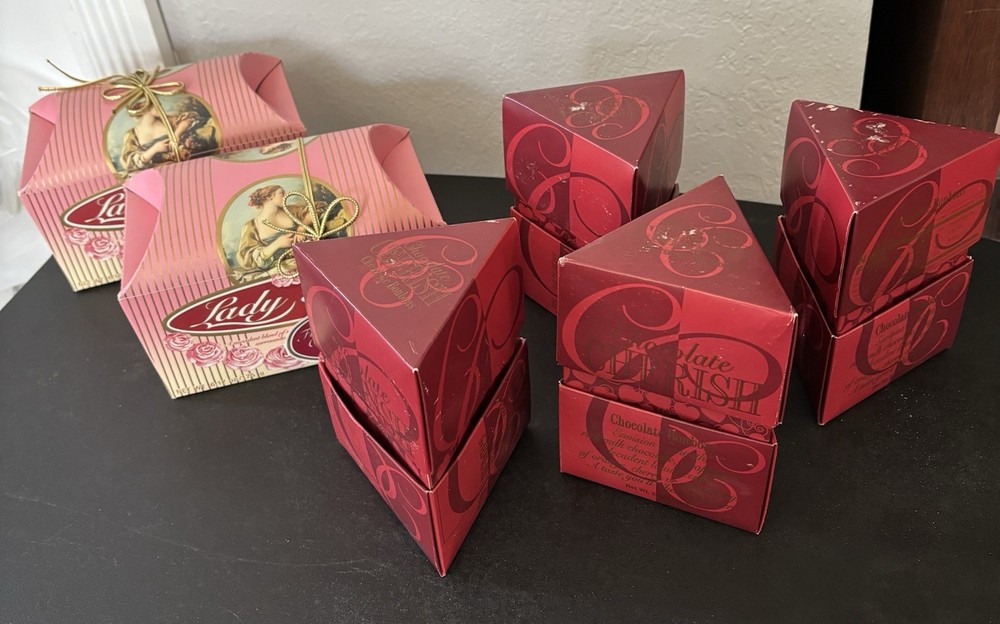 Vintage Candy Boxes 2 Lady Rose and 4 Chocolate Cherish Boxes Empty